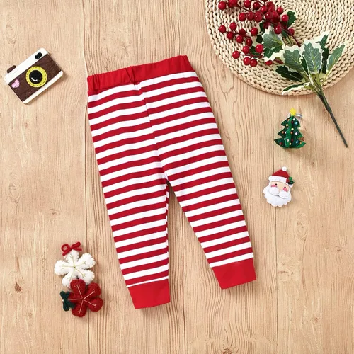 Vista 6 de Conjunto de ropa de Navidad con estampado de Papá Noel para niñas pequeñas, conjunto de ropa de Navidad de 3 piezas