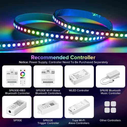 Vista 3 de SEZO WS2812B Tira de luz LED 3.3FT/1M 144LEDs/m direccionable individualmente programable 5050SMD Digital RGB aleación alambres Flexible Dream