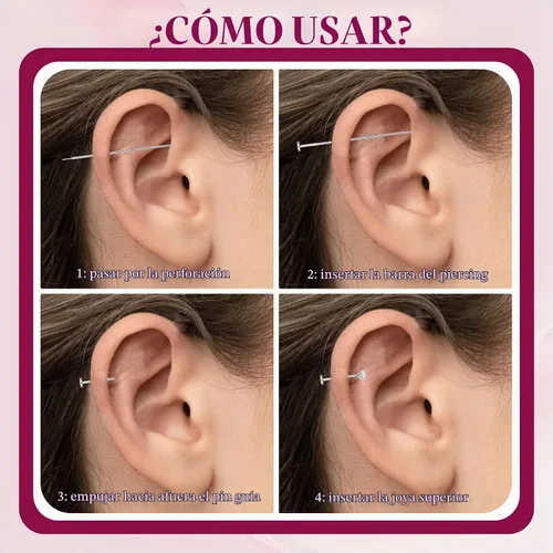 Vista 4 de Herramienta de Agarre de Bola Cónica para Perforación para Reemplazo de Joyería - Herramienta Aplicadora de Aretes de Acero Inoxidable con Parte