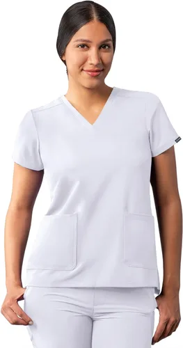Vista 21 de Adar Addition - Ropa quirúrgica para mujer, moderna camiseta médica con cuello en V Rosa suave