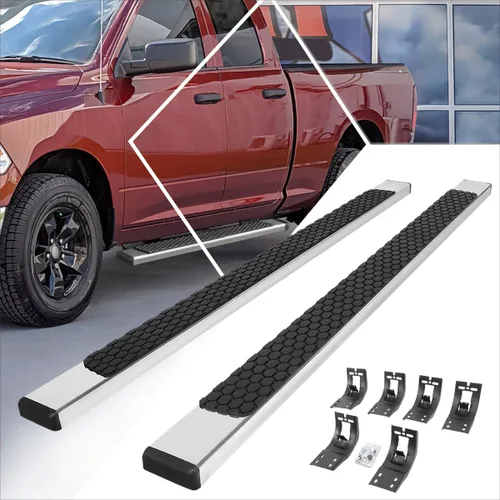 Vista 3 de PM PERFORMOTOR Estribos Nerf Bar de acero inoxidable de 5 pulgadas de ancho compatibles con cabina 09-10 Ram 1500 Quad (extendida), PM-RNB-8225-SS