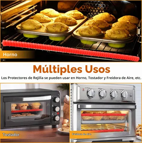 Vista 8 de Protección para estantes de horno de silicona - Protector de estante resistente al calor para estufa, protector lateral de calor para la parrilla