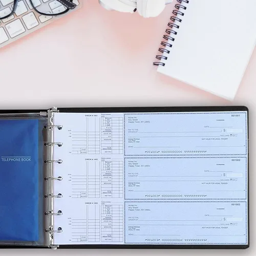 Vista 5 de Office Werks - Carpeta prémium de 7 anillos para cheques comerciales, capacidad de 600 cheques para hojas de 9 x 13 pulgadas, elegante funda