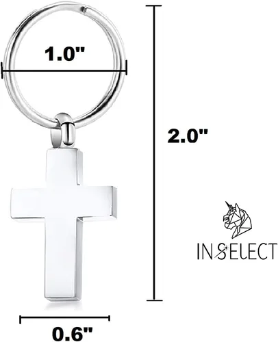 Vista 6 de IN SELECT Medallón de cruz para cenizas, llavero conmemorativo para cenizas, collar de urna para cenizas, urna de joyería, colgante, recuerdo, acero