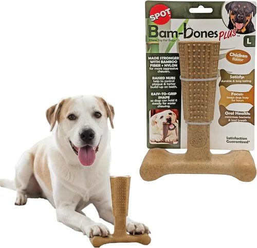 Vista 16 de SPOT Bam-Bones Plus T Bone - Juguete masticable de fibra de bambú y nailon para perros masticadores moderados a agresivos, duradero y sin astillas