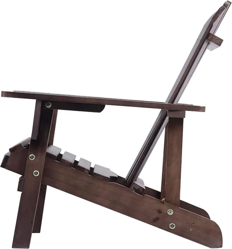 Vista 4 de Silla Adirondack de madera maciza para patio trasero, jardín, césped, porche, color marrón oscuro