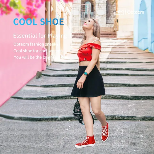 Vista 51 de Obtaom Zapatos de lona de alta calidad para mujer/hombre para jugar a media pantorrilla, zapatillas de deporte de moda casuales con cordones de alta