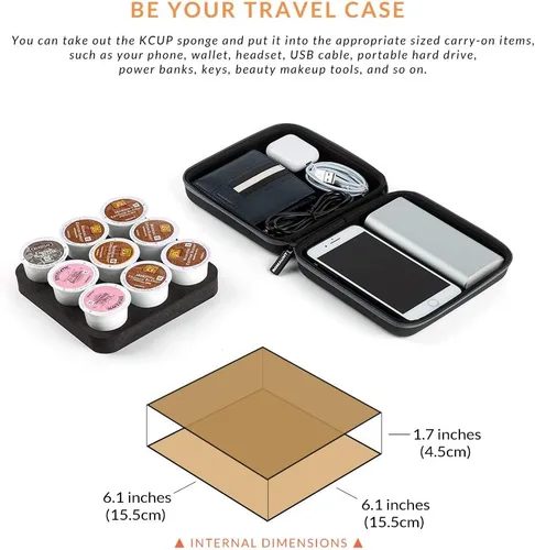 Vista 2 de ROMAUNT - Soporte para cápsulas de café compatible con K-Cup, accesorio para cafetera portátil de campamento, funda protectora de transporte
