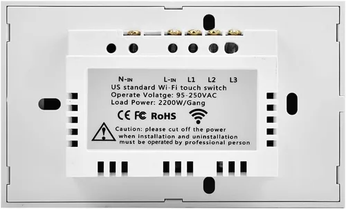 Vista 9 de Panel de interruptor táctil inteligente de 3 cuadrillas, Interruptor estándar de EE. UU., Control remoto de aplicación, Interruptor de luz táctil