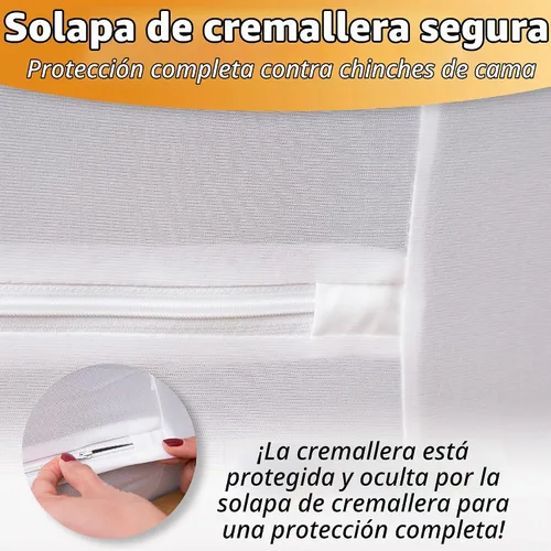 Vista 6 de Protector de colchón contra insectos, con cierre, Poliéster, Blanco, gemelo