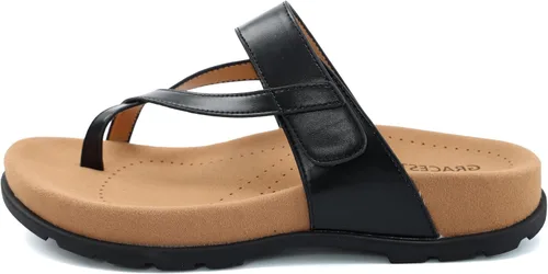 Vista 4 de Sandalias planas ortopédicas para mujer con cómodo soporte de arco para uso casual y diario