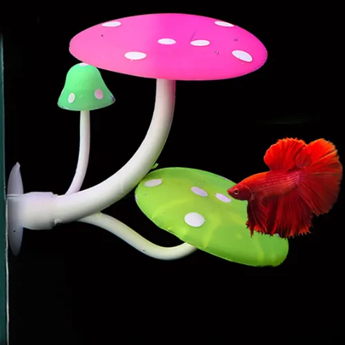 Vista 2 de Betta Fish Rest - Hamaca de hongos de silicona suave, cama de descanso para peces Betta, almohadilla de juego de cría de peces con ventosa