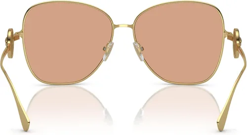 Vista 4 de Versace Lentes de sol para mujer, montura dorada, lentes gris oscuro, 2.362in