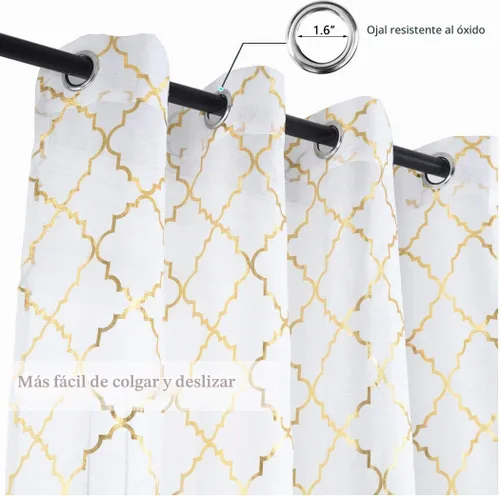 Vista 2 de Kotile Cortinas traslúcidas color blanco dorado para dormitorio, 52 x 63 Oro blanco