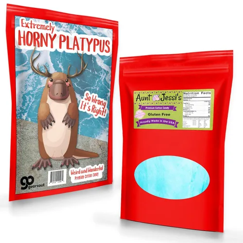 Vista 6 de Horny Platypus Cotton Candy – Caramelo sin gluten fabricado en los Estados Unidos – Divertido regalo de broma para Pascua o Navidad – Regalo