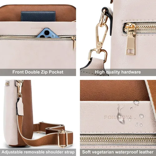Vista 7 de POIUGOYA Medium Crossbody Bags for Women Trendy, Leather Women's Shoulder Handbag,Multi Pockets Travel Purse with Card Slots