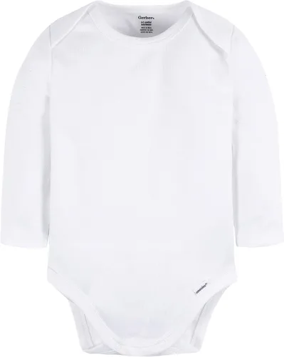 Vista 2 de Gerber Enterizo unisex de manga larga para bebé, paquete múltiple de entrelazado, 6.35 ozm, Blanco
