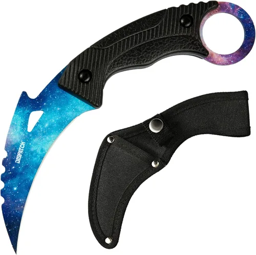 Vista 15 de Dispatch Karambit Cuchillo táctico de hoja fija para acampar, cuchillo de caza al aire libre con funda y cable, adecuado para senderismo, aventura