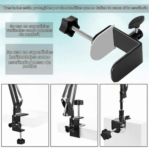 Vista 5 de SAMHOUSING Soporte para tableta para cama, soporte de montaje para cama giratorio de 360 grados con brazo de aluminio para iPad, iPhoneXS, N-Switch