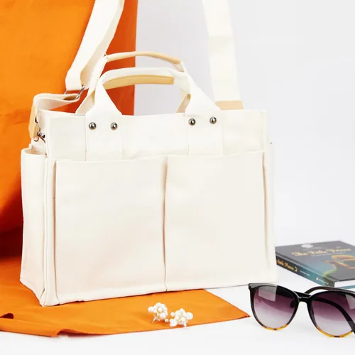 Vista 6 de YCPURSEDN Bolsas de lona con múltiples bolsillos simples y de moda para mujer