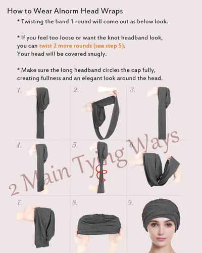 Vista 3 de Gorro de quimioterapia, sombrero de verano de bambú para mujer, turbante para la cabeza para mujer