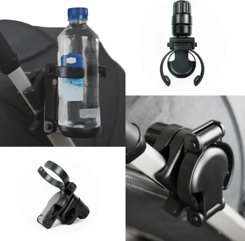 Vista 4 de Soporte plegable para cochecito de bebé, soporte universal de plástico para bebidas con abrazadera antideslizante, adecuado para botellas