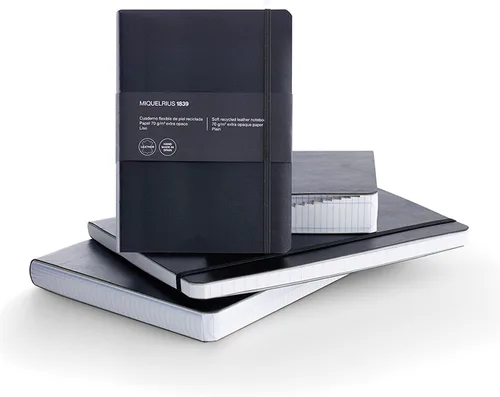 Vista 8 de Basicos MR 10420 - Cuaderno A6 de piel flexible con 300 páginas con cuadrícula con índice - Viene con goma - Negro