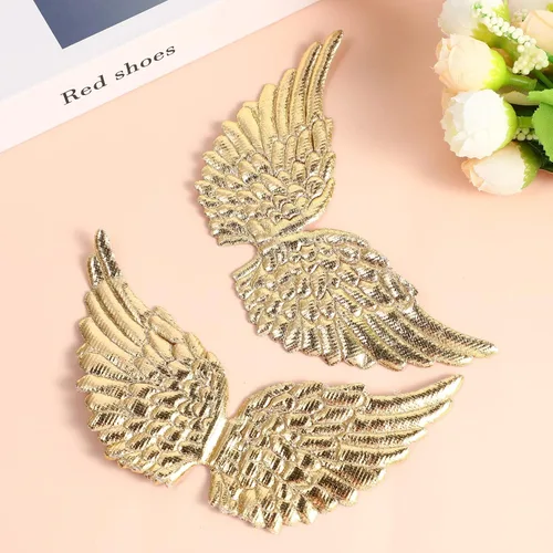 Vista 4 de NUOBESTY Parches de alas de ángel para manualidades, accesorios para el cabello, 12 unidades (dorado)