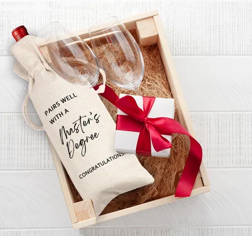 Vista 6 de Maydvdv Combina bien con una bolsa de vino de maestría Regalo de maestría Bolsa de vino de graduación Regalo divertido de graduación Regalo