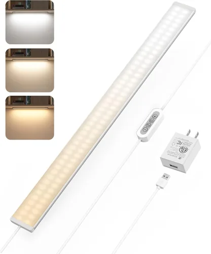 Vista 13 de ASOKO Iluminación LED regulable con sensor de movimiento, 14.5 pulgadas, enchufe USB para debajo del escritorio, con 3 cambios