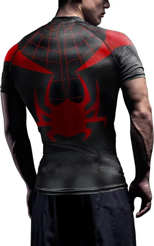 Vista 4 de Men's Compression Shirt Short Sleeve Captain Workout T-Shirts Athletic Fitness Gym Tops for Men