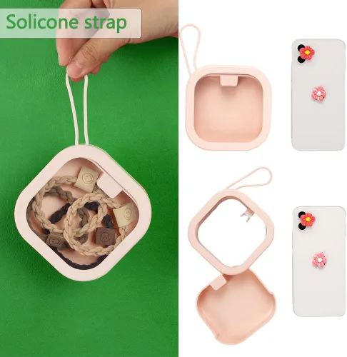 Vista 4 de Organizador de cintas para el cabello, caja pequeña de viaje, 5 piezas para niñas, organizador de alfileres para el cabello, soporte de viaje