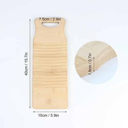 Vista 2 de Tabla de lavado de manos de bambú para lavar la ropa, tabla de limpieza para lavar las manos, tabla de fregar a la antigua, lavadora de manos
