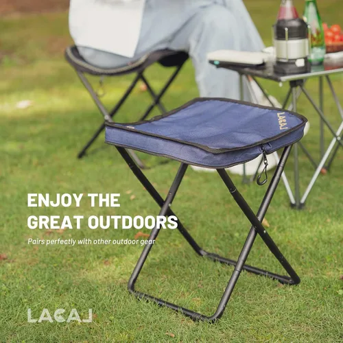 Vista 4 de G2 GO2GETHER Taburete de campamento, taburete compacto plegable portátil para campamento al aire libre, senderismo, pícnic, pesca, tela Oxford 600D