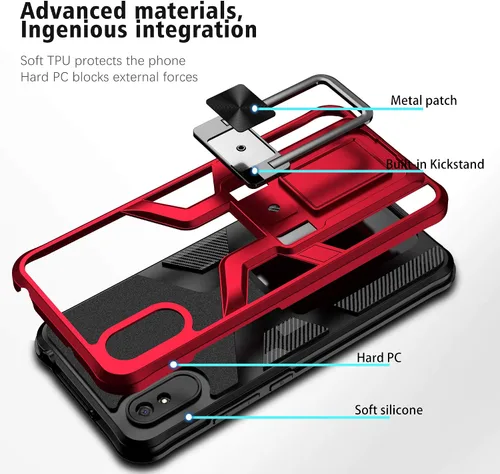 Vista 3 de Asuwish Funda compatible con Xiaomi Redmi 9A Redme 9i y protector de pantalla de vidrio templado, soporte de anillo, soporte magnético, accesorios