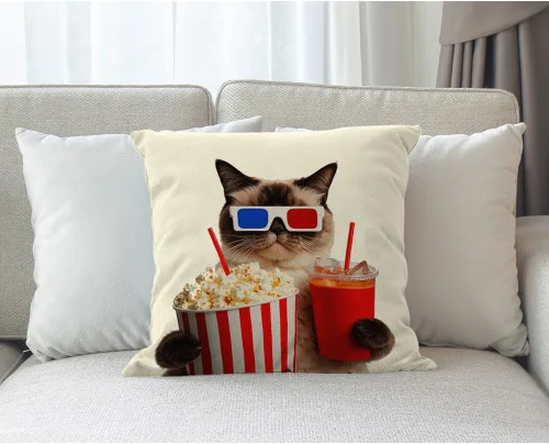 Vista 3 de Moslion Almohadas decorativas para gatos, funda de almohada de 18 x 18 pulgadas, funda de almohada cuadrada de lino y algodón, para sofá y dormitorio