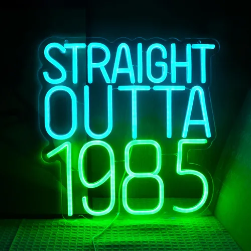 Vista 8 de Straight Outta - Letreros de neón de 1986 con texto en inglés "Happy Birthday", lámpara brillante para 40 años, 40 años, luces de neón retro