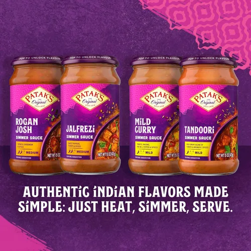Vista 6 de Patak's Jalfrezi Salsa a fuego lento – Salsa de curry a base de tomate con pimiento verde y rojo, especias – Salsa india suave sin gluten y vegana