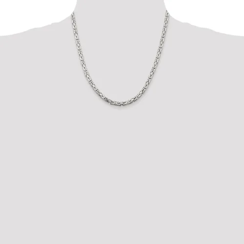 Vista 5 de IceCarats Collar de cadena de eslabones bizantinos de plata de ley 925 de 0.167 in