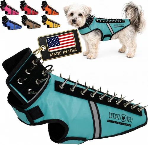 Vista 10 de CoyoteVest SpikeVest - Chaleco de arnés para perro, accesorios reflectantes para perros con picos para proteger a tu mascota de ataques de Raptor
