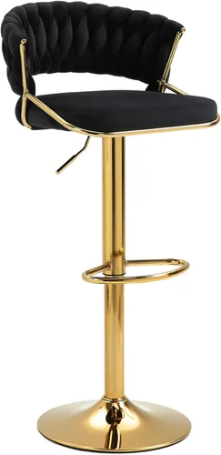 Vista 5 de Juego de 2 taburetes de bar giratorios de 360° con respaldo alto, silla de bar de terciopelo ajustable moderna de altura de mostrador, taburete
