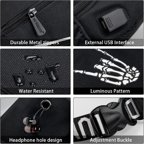 Vista 5 de Junlion Bolso bandolera bandolera para hombre y mujer, multiusos, para el pecho