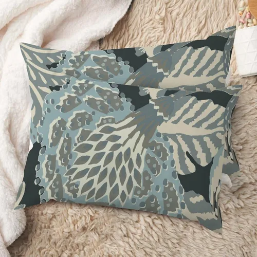 Vista 15 de Juego de 2 almohadas coloridas de estilo chinoiserie, color rosa intenso, azul real, peonía, floral, blanco, lino, estilo chinoiserie, para sofá