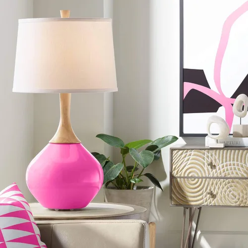 Vista 7 de Color + Plus Wexler 31" White Shade Mellow Coral Pink Table Lamp