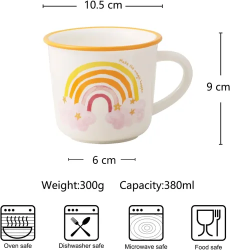 Vista 4 de TREEWOO Bonita Taza de Arcoíris de 12oz Buenos Días Taza de Cerámica con Asa Taza de Café Té Leche Agua Regalo para Hombres Mujeres Navidad