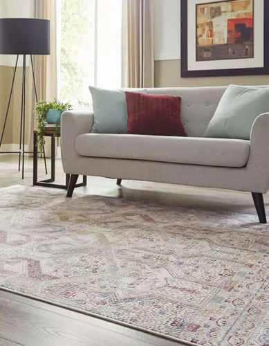 Vista 4 de Unique Loom Deepa Collection - Alfombra de área - Congruence (rectangular 2' 0" x 3' 0", marfil/borgoña)