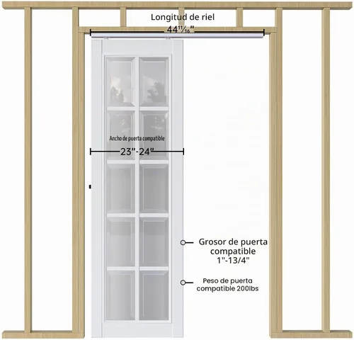 Vista 3 de EaseLife Kit de herrajes para puerta corrediza de 4 pies/48 pulgadas, grado comercial, kit de riel de caja de aluminio, se desliza suavemente