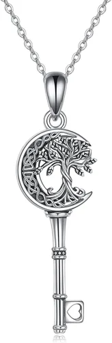Vista 25 de ONEFINITY Collar de plata de ley 925 con diseño de árbol de la vida con colgante de nudo celta de concha de abulón para mujer