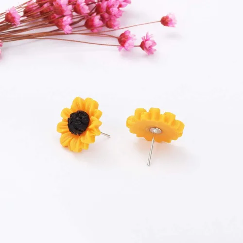 Vista 5 de Collar con colgante de hoja de perlas de girasol dulce, cadena clavicular de resina con margarita, joyería de moda para mujer