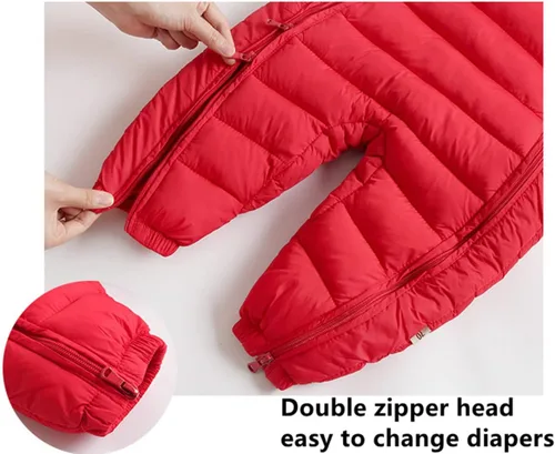 Vista 3 de Ohrwurm Traje de nieve adorable con capucha para bebé, con doble cremallera, para invierno